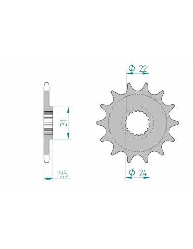 Pinion față standard din oțel AFAM 22406 - 520