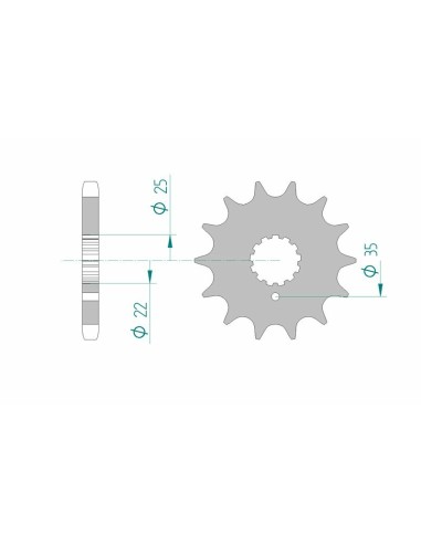 Pinion față standard din oțel AFAM 33600 - 630
