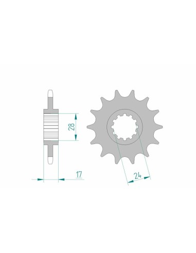 Pinion față standard din oțel AFAM 20516 - 520
