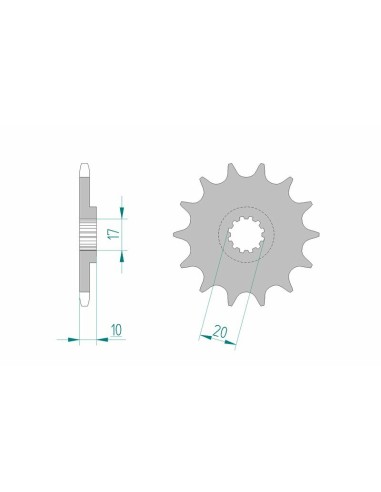 Pinion față standard din oțel AFAM 94301 - 520