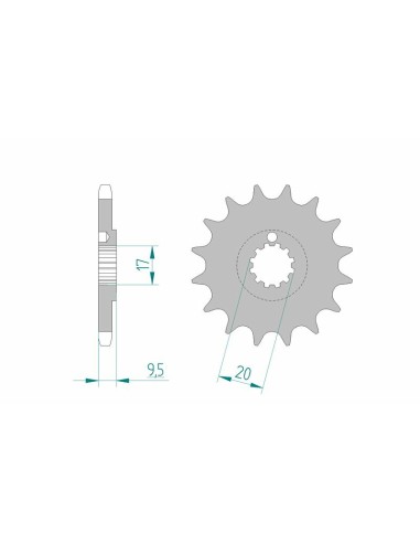 Pinion față standard din oțel AFAM 94202 - 428