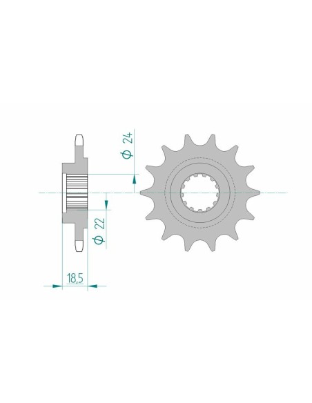 Pinion față standard din oțel AFAM 24603 - 520