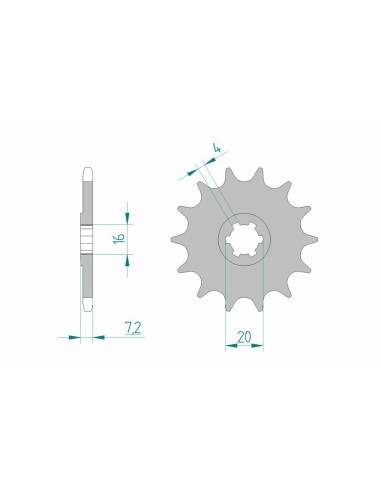 Pinion față standard din oțel AFAM 22104 - 520