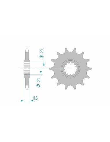 Pinion față standard din oțel AFAM 64302 - 520