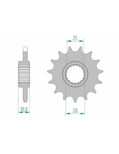 Pinion față standard din oțel AFAM 61801 - 525