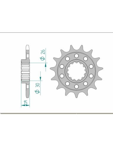 Pinion față standard din oțel AFAM 166801 - 520