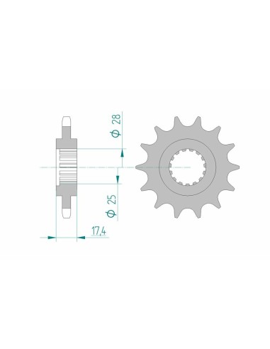 Pinion față standard din oțel AFAM 91800 - 525