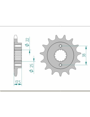 Pinion față standard din oțel AFAM 52616 - 525