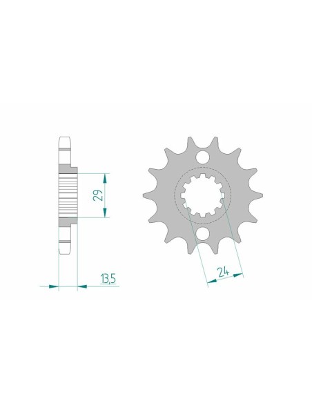 Pinion față standard din oțel AFAM 24801 - 630
