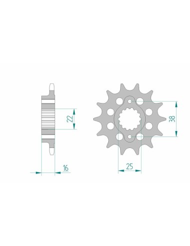 Pinion față standard din oțel AFAM 52611 - 520