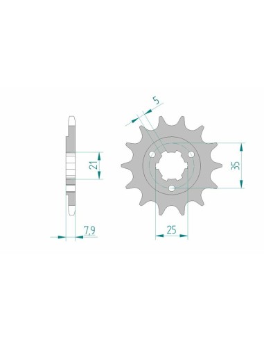 Pinion față standard din oțel AFAM 22503 - 520