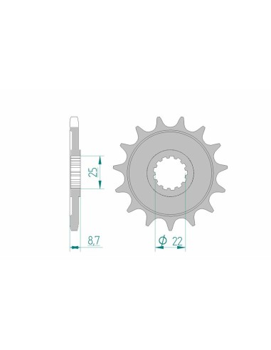 Pinion față standard din oțel AFAM 28405 - 525