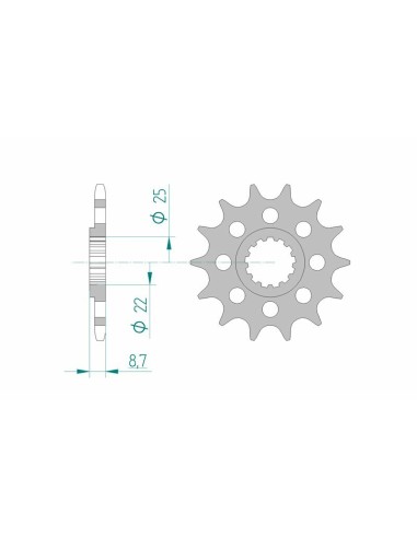 Pinion față standard din oțel AFAM 28402 - 520