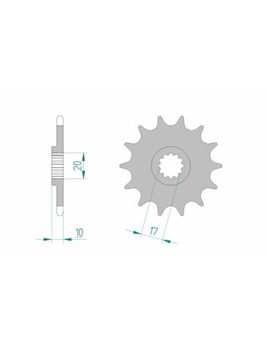 Pinion față standard din oțel AFAM 64201 - 520