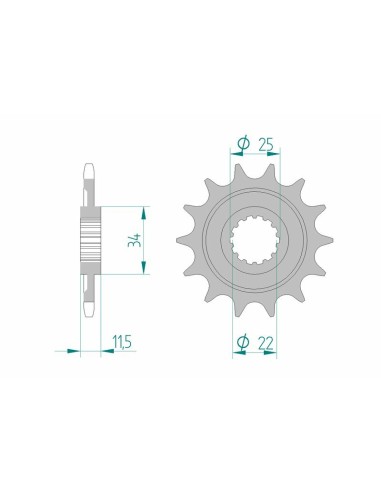 Pinion față standard din oțel AFAM 43400 - 520