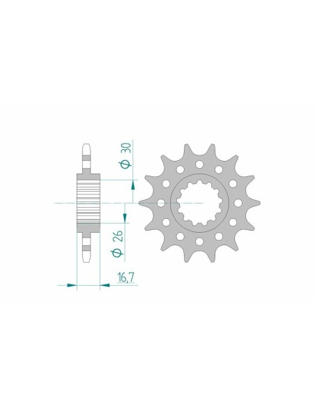 Pinion față standard din oțel AFAM 20608 - 520