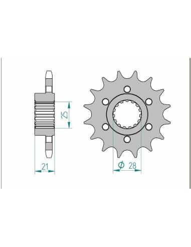 Pinion față standard din oțel AFAM 37600 - 525