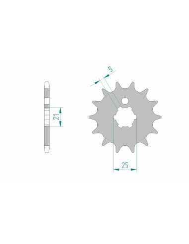 Pinion față standard din oțel AFAM 24300 - 520