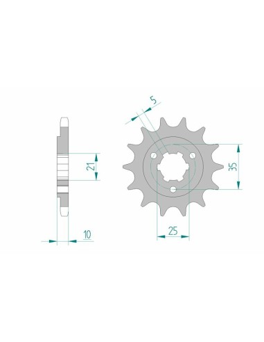 Pinion față standard din oțel AFAM 22602 - 525