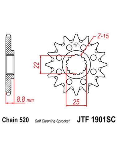JT SPROCKETS Steel Self-Cleaning...