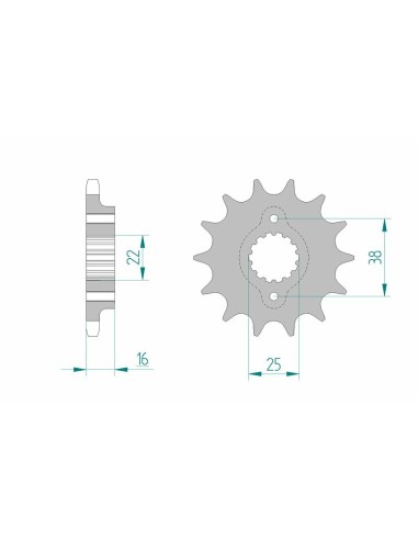 Pinion față standard din oțel AFAM 52608 - 525