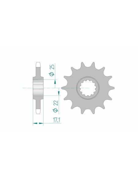 Pinion față standard din oțel AFAM 20405 - 525