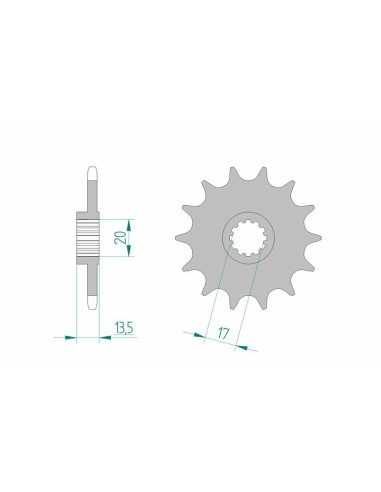 Pinion față standard din oțel AFAM 55300 - 520
