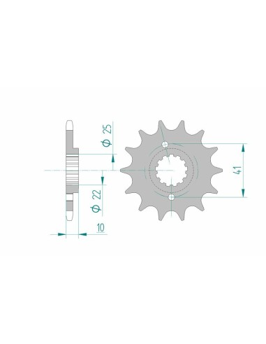 Pinion față standard din oțel AFAM 20509 - 520