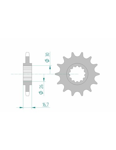 Pinion față standard din oțel AFAM 20612 - 525