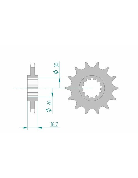 Pinion față standard din oțel AFAM 20612 - 525