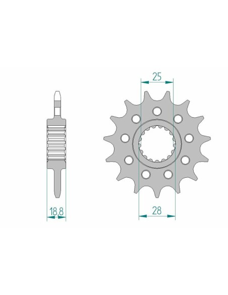 Pinion față standard din oțel AFAM 61802 - 520