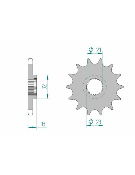 Pinion față standard din oțel AFAM 21311 - 428
