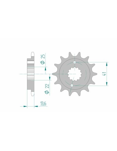 Pinion față standard din oțel AFAM 20517 - 520