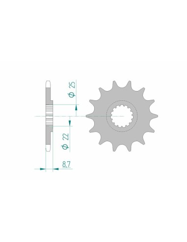 Pinion față standard din oțel AFAM 73301 - 520