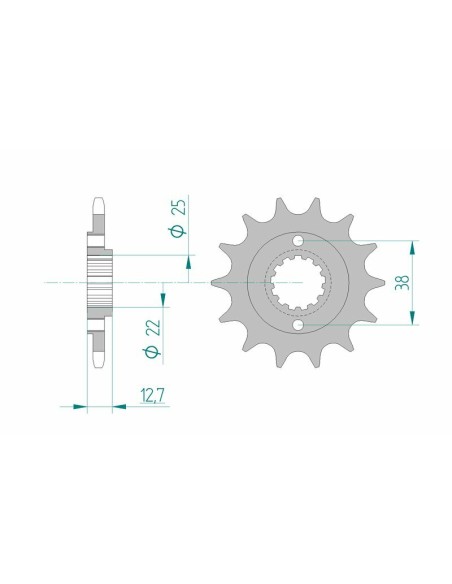 Pinion față standard din oțel AFAM 24505 - 520