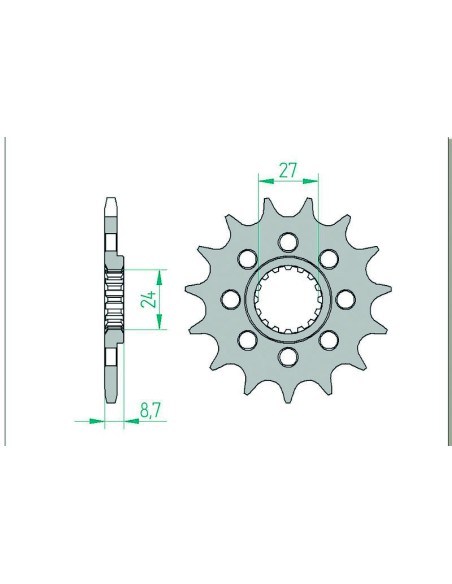 Pinion față standard din oțel AFAM 22902 - 520