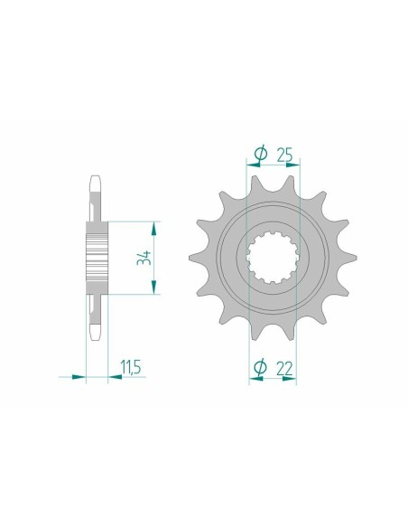Pinion față standard din oțel AFAM 43400 - 520