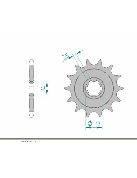 Pinion față standard din oțel AFAM 24203 - 428