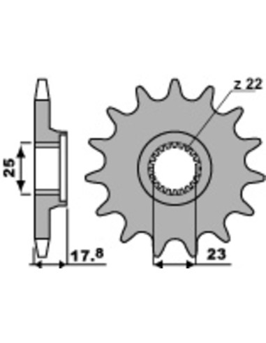 Pinion față standard din oțel PBR 2096 - 520