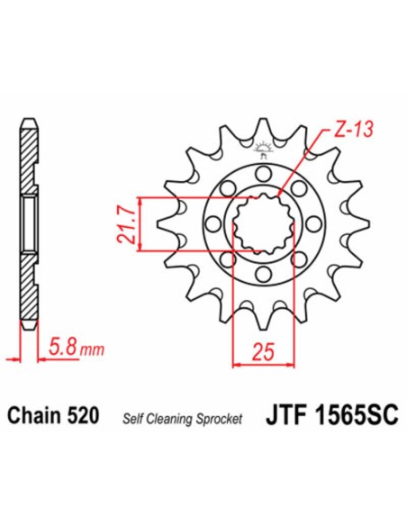 JT SPROCKETS Steel Self-Cleaning Front Sprocket 1565 - 520