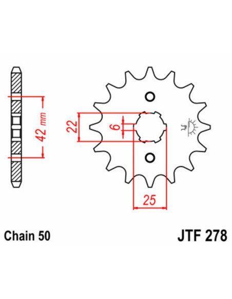 JT SPROCKETS Pinion față standard din oțel 278 - 530