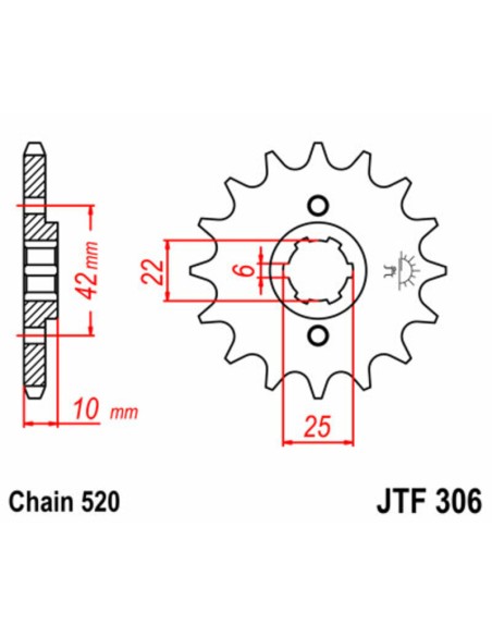 JT SPROCKETS Steel Standard Front Sprocket 306 - 520