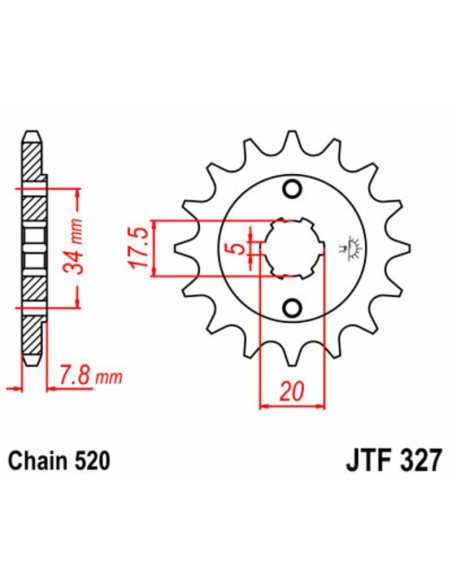 JT SPROCKETS Steel Standard Front Sprocket 327 - 520