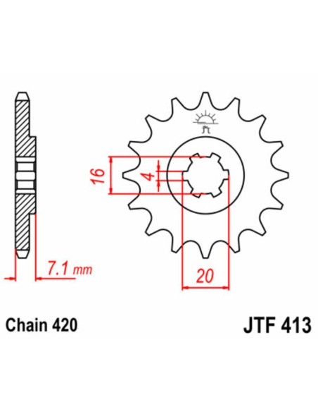 JT SPROCKETS Steel Standard Front Sprocket 413 - 428