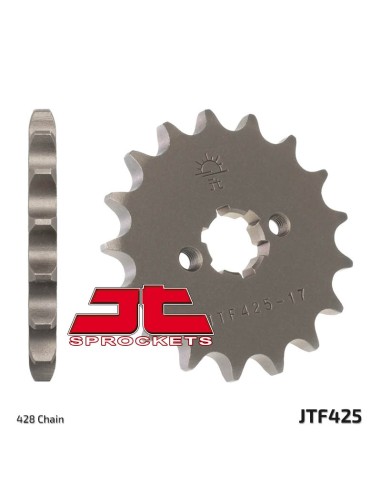 JT SPROCKETS Pinion față standard din oțel 425 - 428