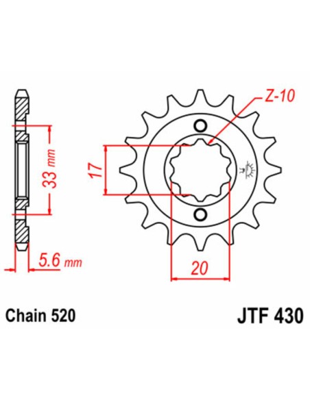 JT SPROCKETS Steel Standard Front Sprocket 430 - 520