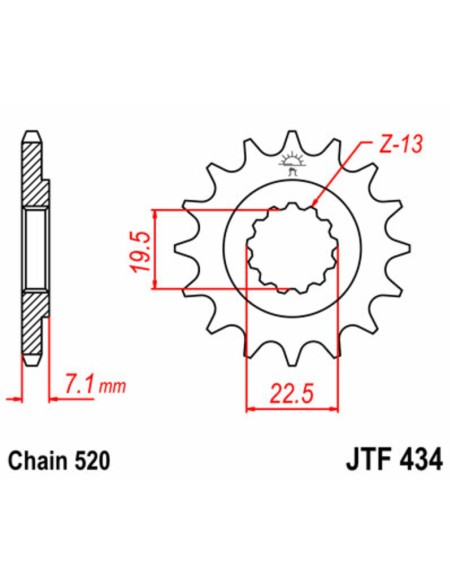 JT SPROCKETS Steel Standard Front Sprocket 434 - 520
