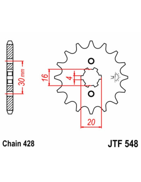 JT SPROCKETS Pinion față standard din oțel 548 - 428