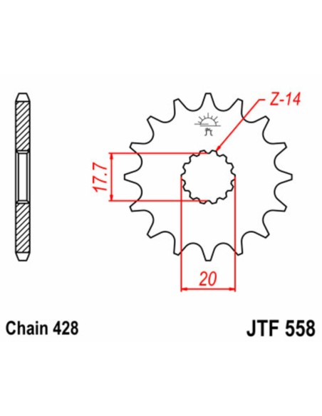 JT SPROCKETS Steel Standard Front Sprocket 558 - 428
