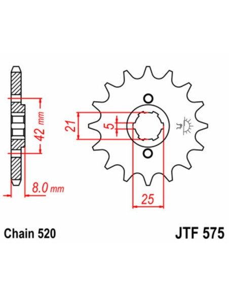 JT SPROCKETS Pinion față standard din oțel 575 - 520